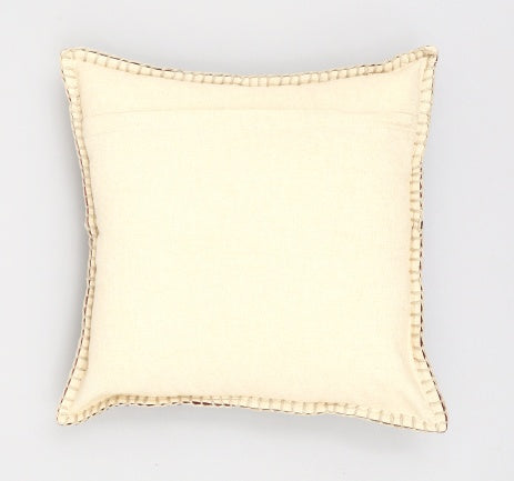 Shopi Vella stonewashed cotton velvet throw pillow case in cream with textured edge details