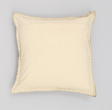 Shopi Vella stonewashed cotton velvet throw pillow case in beige with textured trim detail