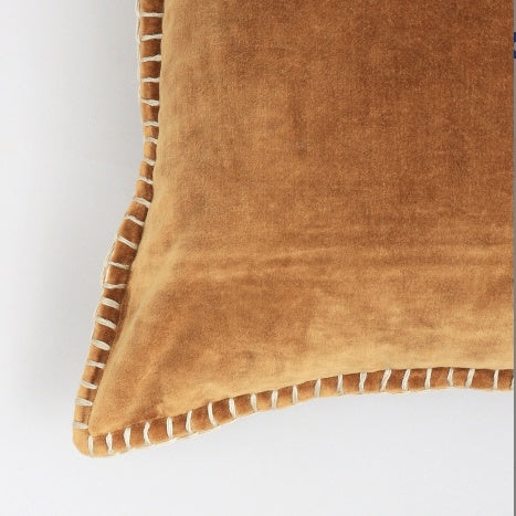 Shopi Vella stonewashed decorative pillow 19x19 in soft brown with stitched edges pillow case