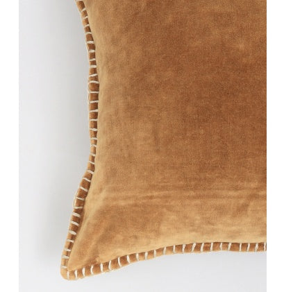 Shopi Vella stonewashed decorative pillow 19x19 in soft brown with stitched edge detail
