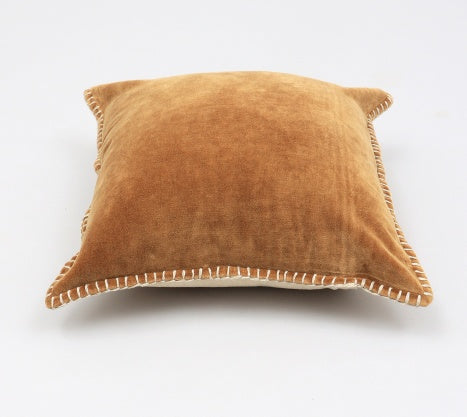 Shopi Vella stonewashed decorative pillow 19x19 in brown with stitched edges for home decor