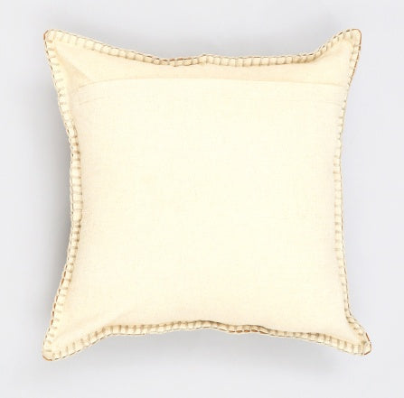 Shopi Vella stonewashed decorative pillow 19x19 in cream with stitched border detail