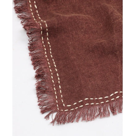 Shopi Vella cushion cover with fringed edges made from stonewashed linen throw blanket fabric