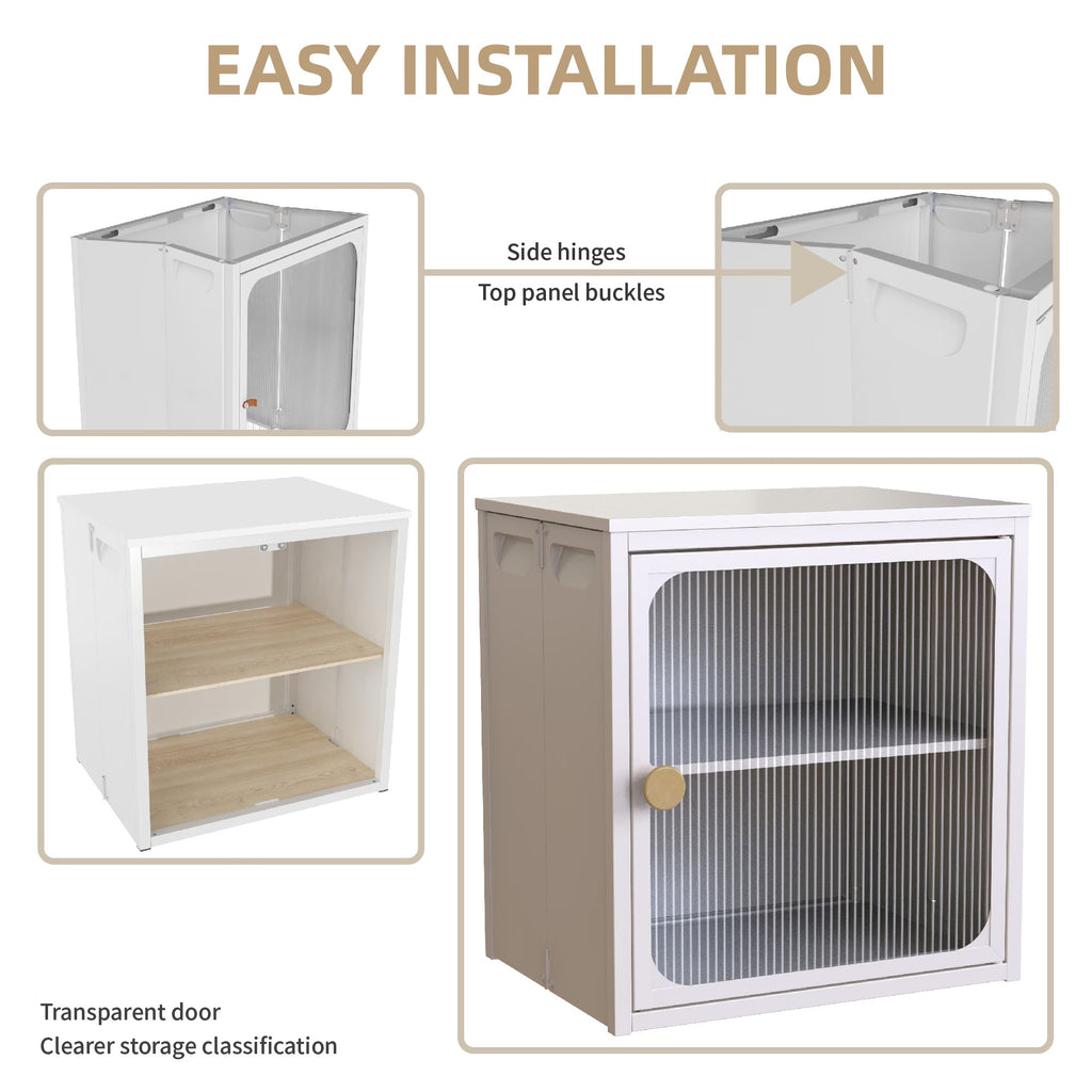 Shopi Vella sturdy steel wood cabinet for home with transparent door and easy installation features