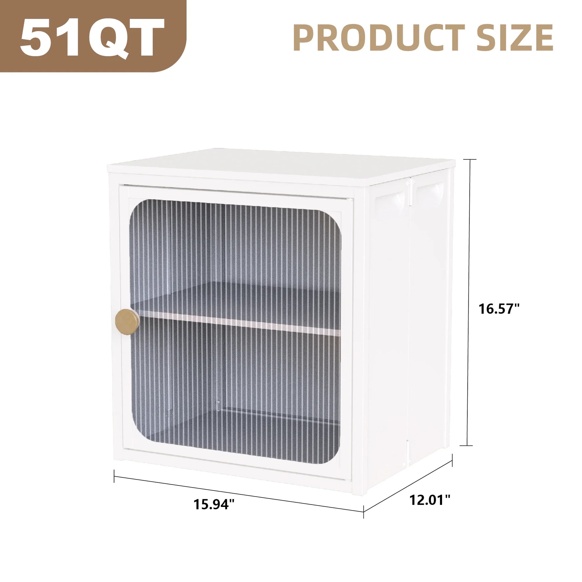 Shopi Vella sturdy steel wood cabinet for home white 51QT with transparent door and shelf