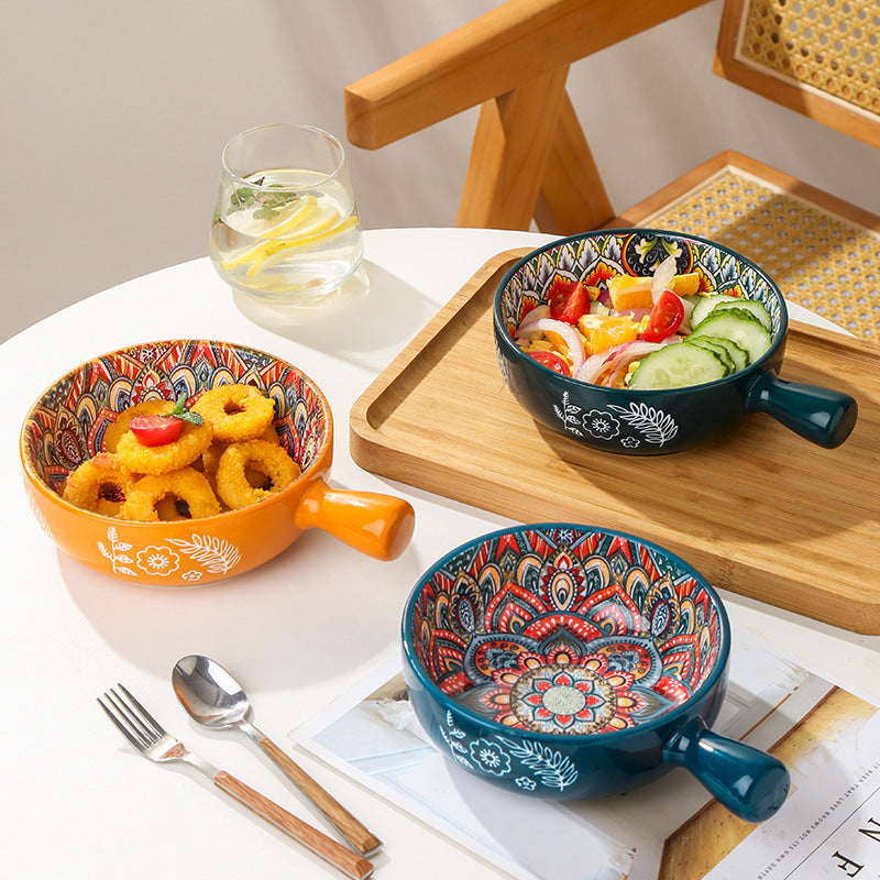 Shopi Vella kitchen storage featuring stylish household salad and dessert dish set with colorful patterns