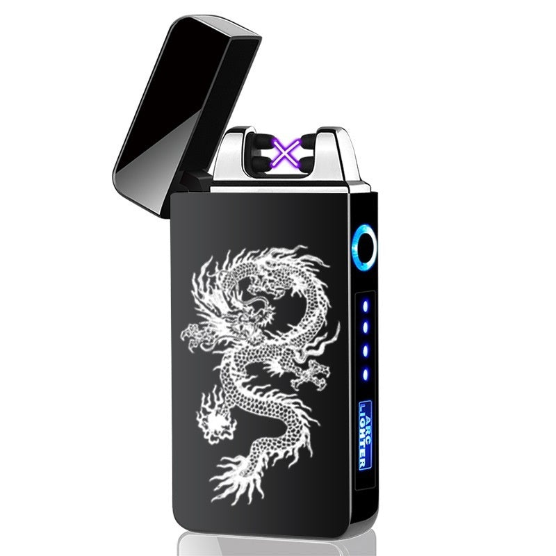 Shopi Vella black stylish pocket cigarette lighter with dragon design and electric arc ignition