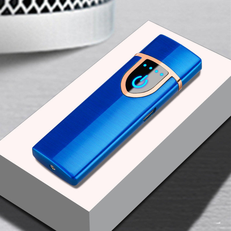 Shopi Vella stylish pocket cigarette lighter in blue with digital power button and sleek design