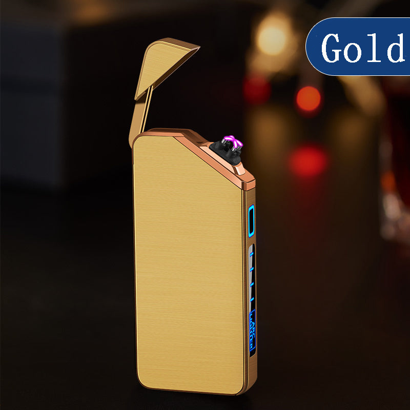 Shopi Vella gold stylish pocket cigarette lighter with electric plasma arc and sleek metal design