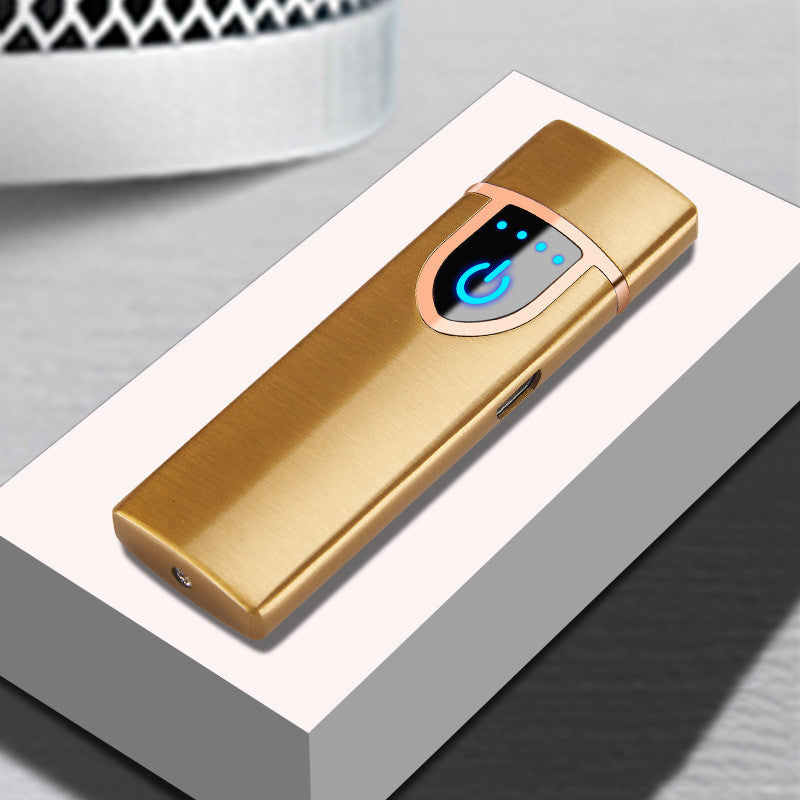 Shopi Vella stylish pocket cigarette lighter in gold with digital power display and sleek design