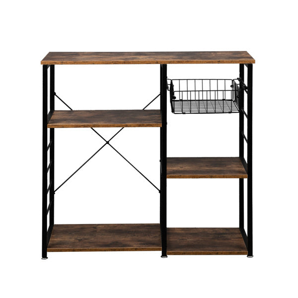 Shopi Vella stylish storage shelves for kitchen with wooden shelves and black metal frame