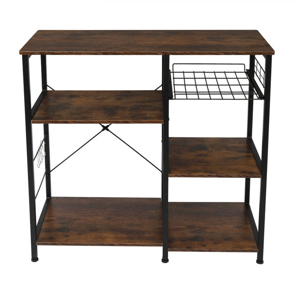 Shopi Vella stylish storage shelves for kitchen with wood and black metal frame and multiple storage levels