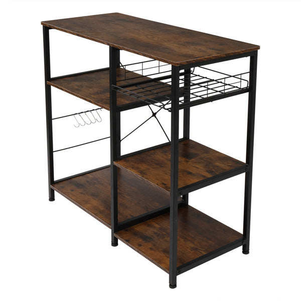 Shopi Vella stylish storage shelves for kitchen with black metal frame and wooden shelves