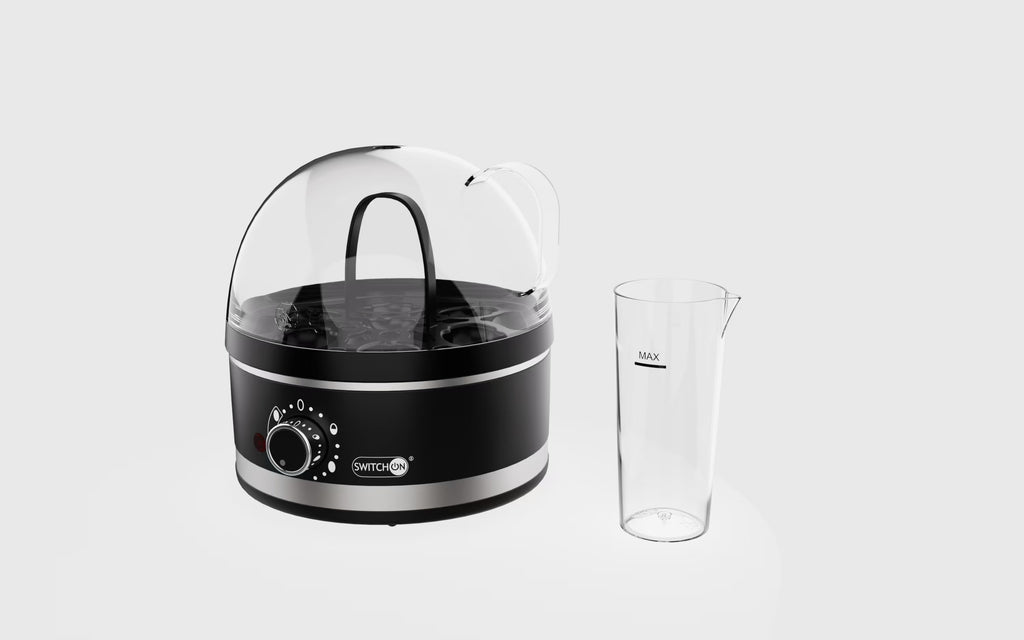 Shopi Vella portable steam appliance for cleaning with black base and clear water container