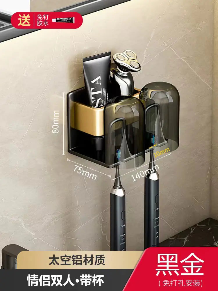 Shopi Vella Wall-Mounted Toothbrush Holder with Storage Cup