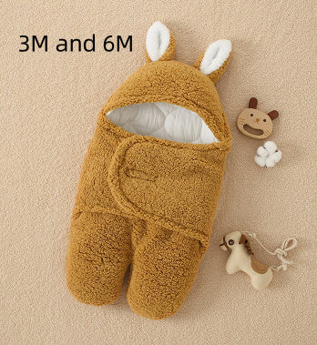 Shopi Vella thick winter baby quilt in brown with hood and ears for 3M and 6M infants
