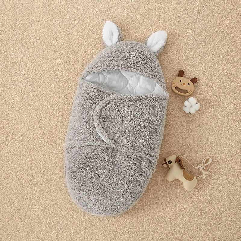 Shopi Vella thick winter baby quilt in gray with soft, plush texture and cute ear design for warmth and comfort