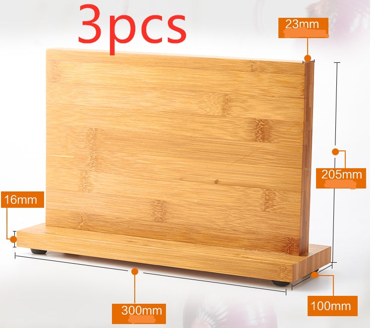 Shopi Vella magnetic knife holder for kitchen made of bamboo with dimensions and three pieces included