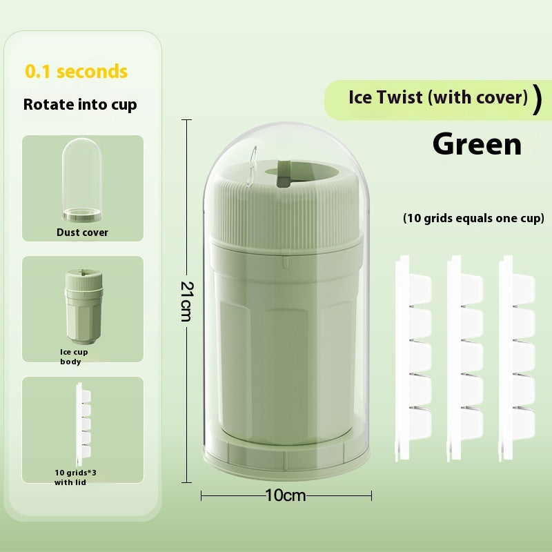 Shopi Vella twisting ice cup mold for freezer in green with dust cover and 10 grid trays