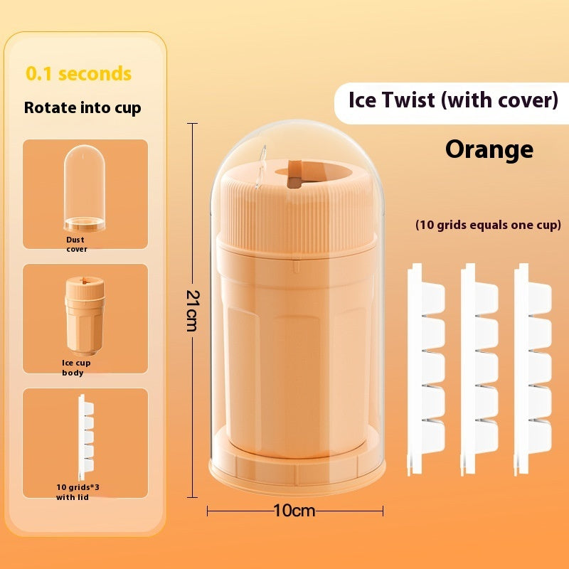 Shopi Vella twisting ice cup mold for freezer in orange with cover and 10 grid trays