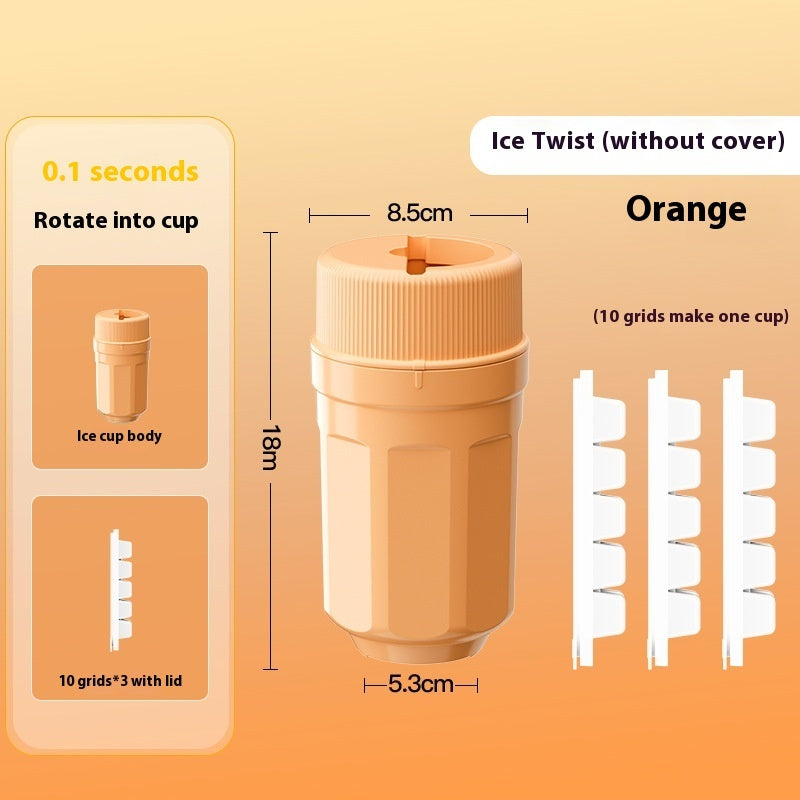 Orange twisting ice cup mold for freezer with 10 grids and compact design from Shopi Vella