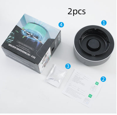 Shopi Vella smoke removal air purifier ashtray with packaging, user manual, and filter pack set of 2