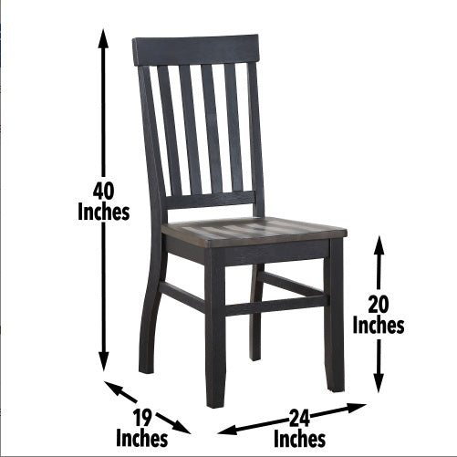 Shopi Vella two tone cottage dining table set wooden chair with black frame and natural wood seat