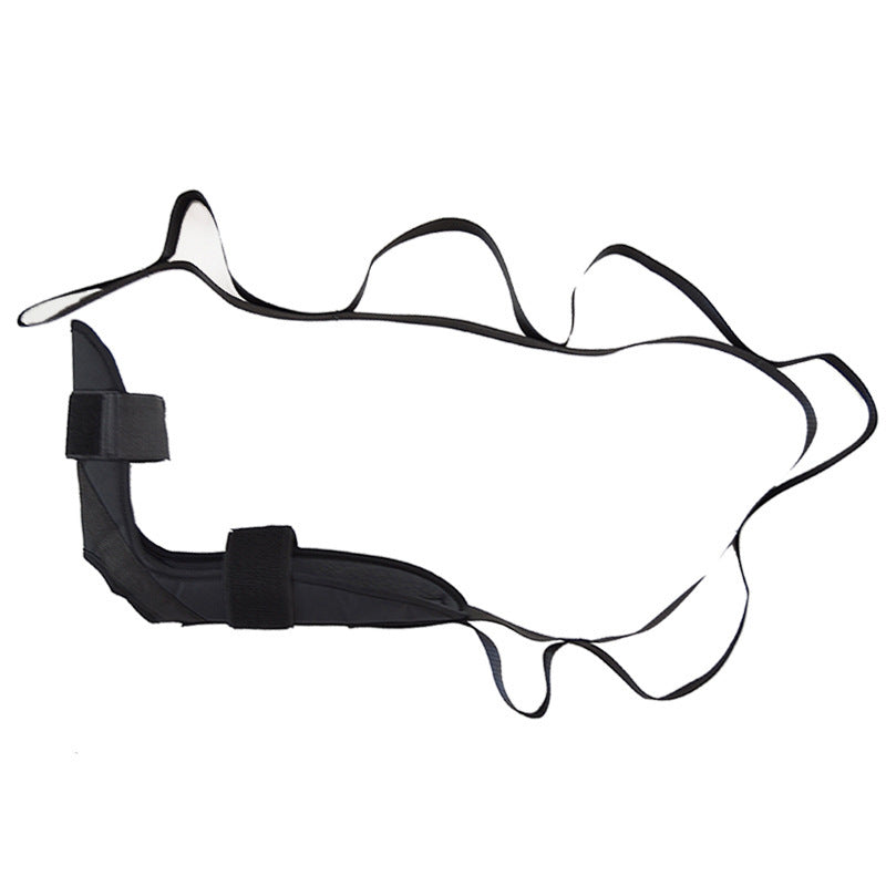 Black leg stretching strap for physical therapy with adjustable straps for home use