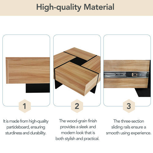 Shopi Vella unique design coffee table with wood-grain finish and high-quality particleboard materials