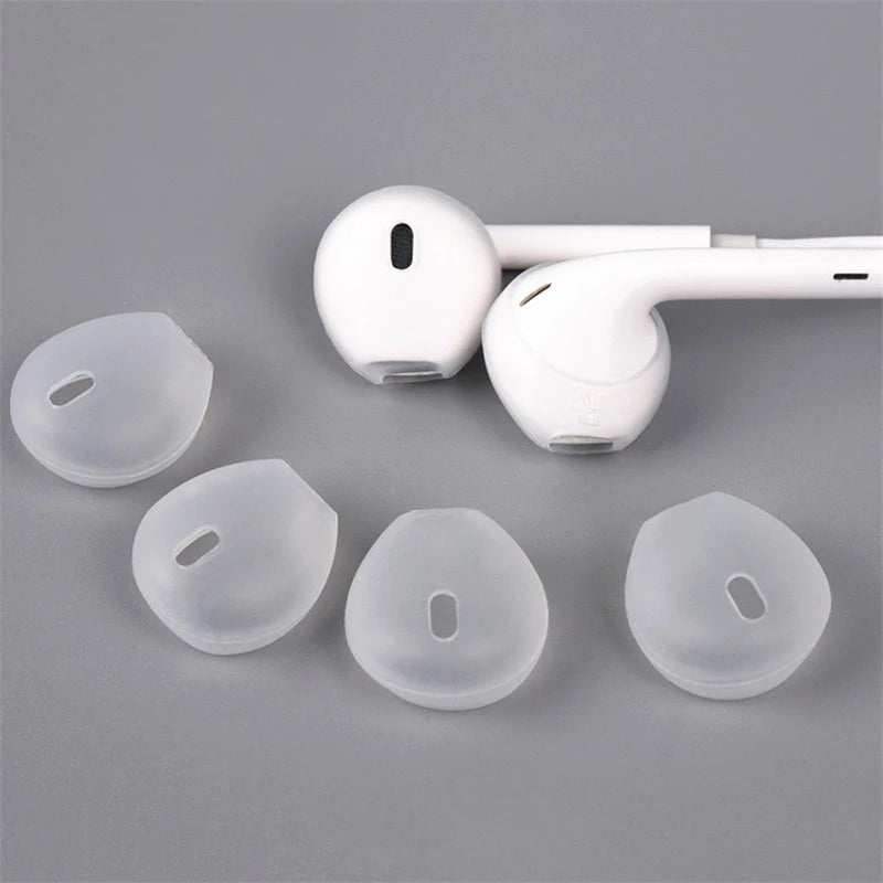 Shopi Vella headphone silicone case covers in translucent white with earbud protectors for home storage