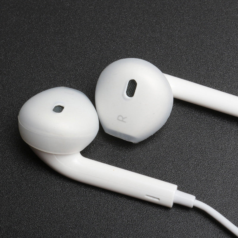 Shopi Vella white headphone silicone case fitted on white wired earbuds for home storage protection