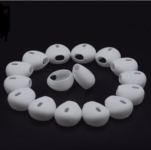 White headphone silicone case covers arranged in a circle for earbud protection and home storage