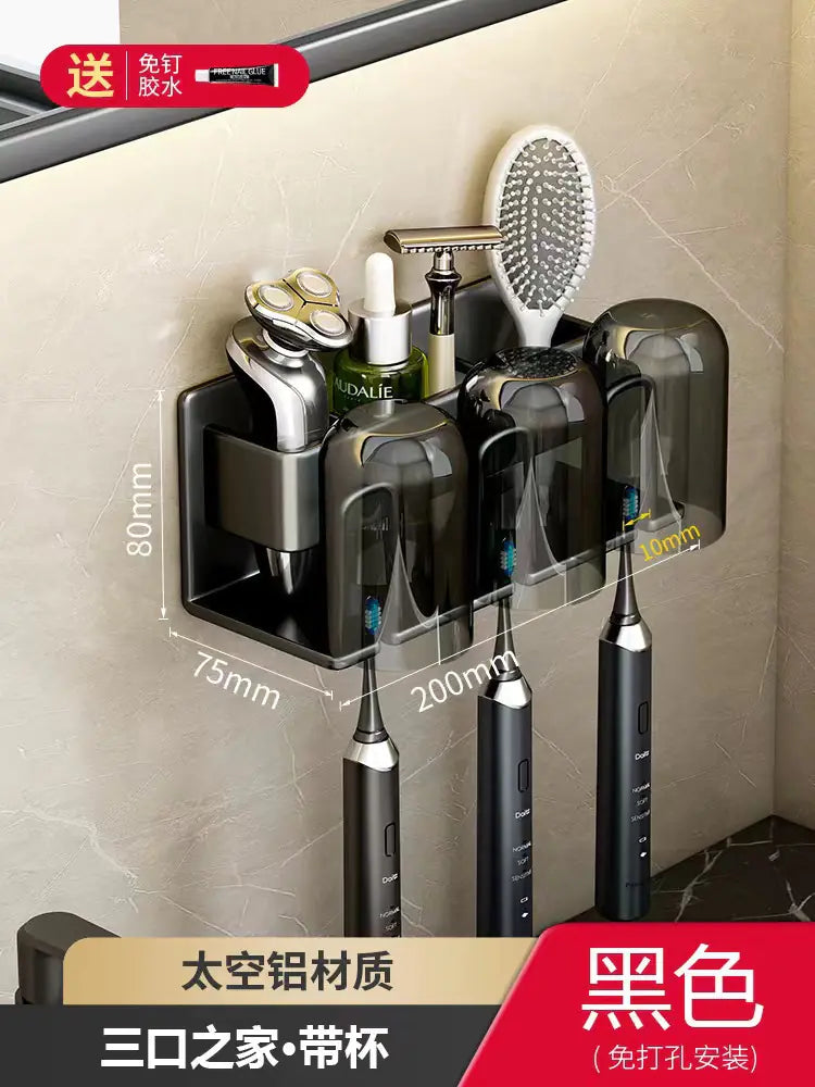Shopi Vella Wall-Mounted Toothbrush Holder with Storage Cup
