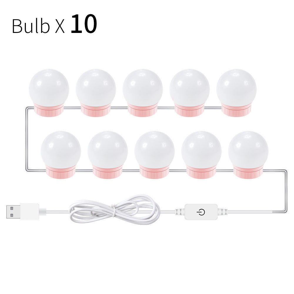 Shopi Vella USB touch LED mirror light with 10 round bulbs and USB connector for home storage