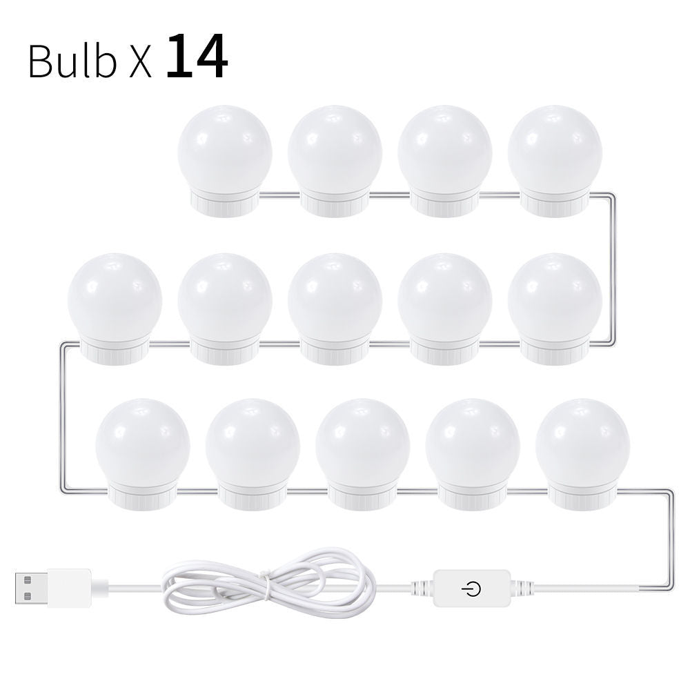 Shopi Vella USB touch LED mirror light with 14 white round bulbs and USB power connector