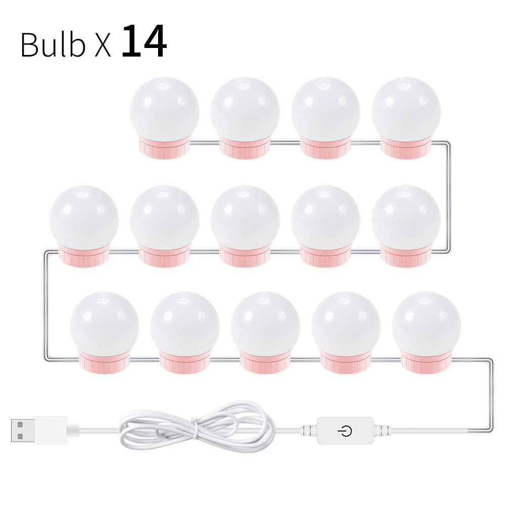 Shopi Vella USB touch LED mirror light with 14 round bulbs and USB power cable for home storage lighting