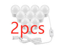 USB touch LED mirror light set with white bulbs and USB power cable for home storage lighting