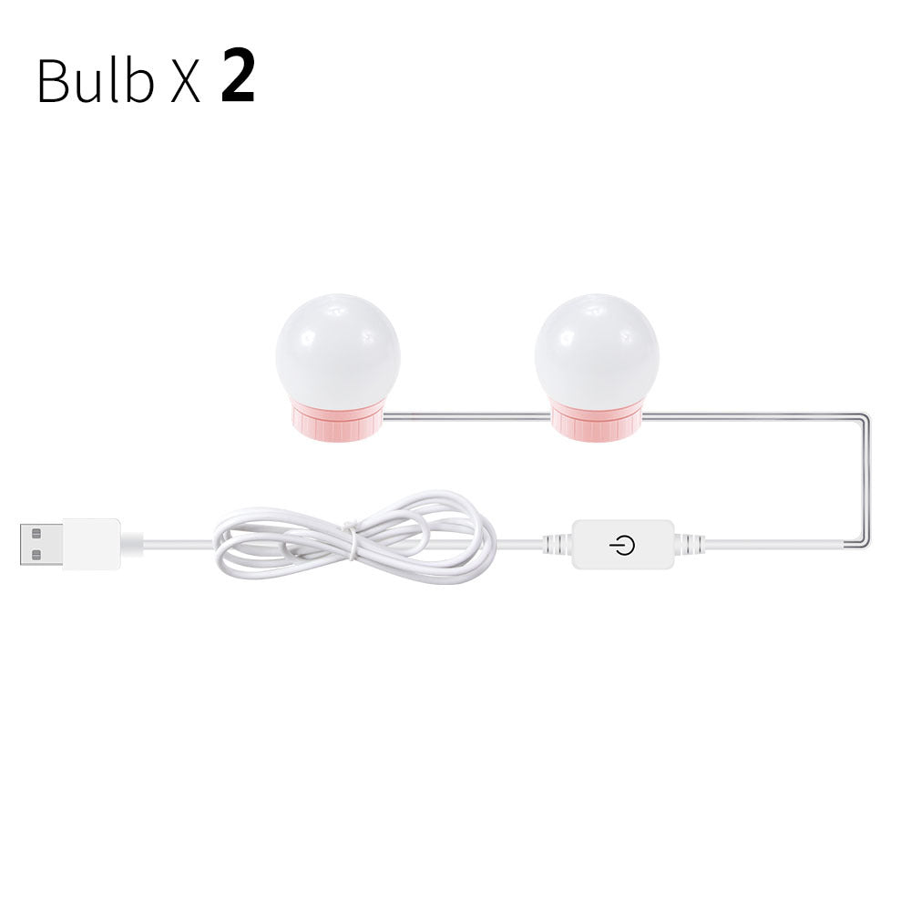 Shopi Vella USB touch LED mirror light with two round bulbs and USB power cable for home storage