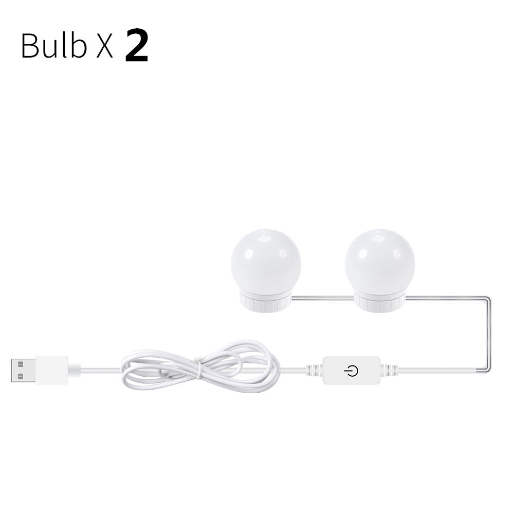Shopi Vella USB touch LED mirror light with two round bulbs and USB cable for home storage lighting