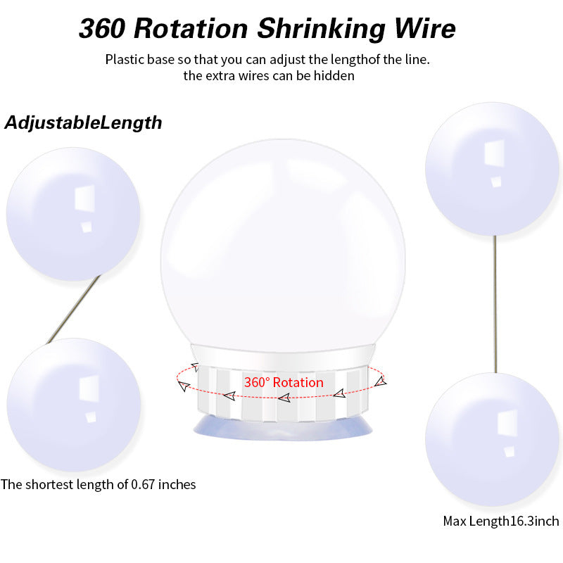 Shopi Vella USB touch LED mirror light with 360 rotation shrinking wire and adjustable length for home storage