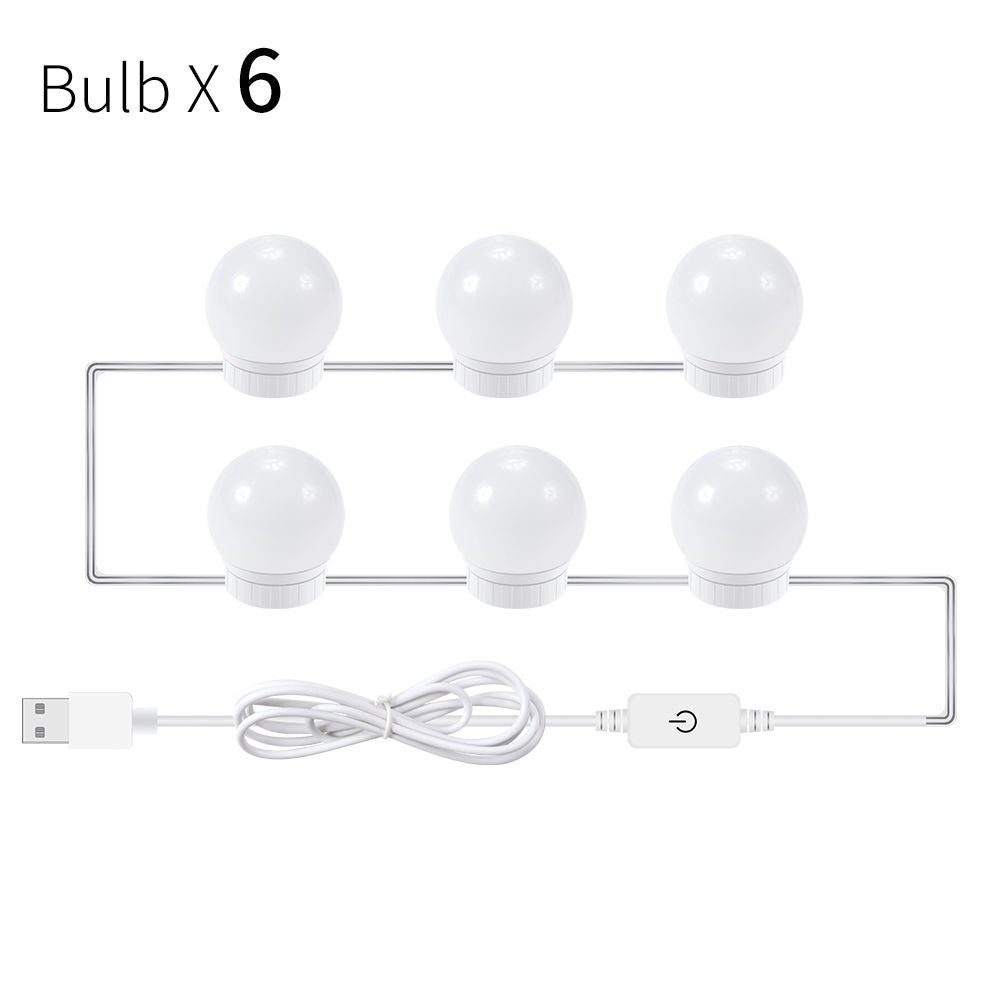 Shopi Vella USB touch LED mirror light with six white bulbs and USB cable for home storage lighting