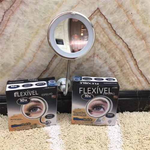 10x Magnifying LED Wall-Mounted Folding Makeup Mirror