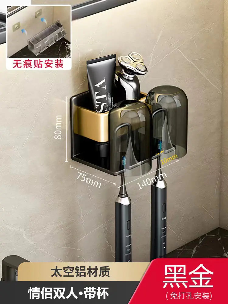 Shopi Vella Wall-Mounted Toothbrush Holder with Storage Cup