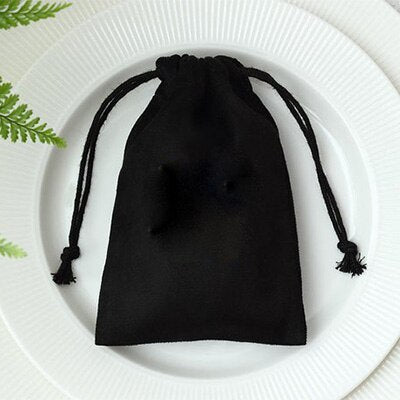 Shopi Vella black velvet jewelry gift bag with drawstring closure for home storage