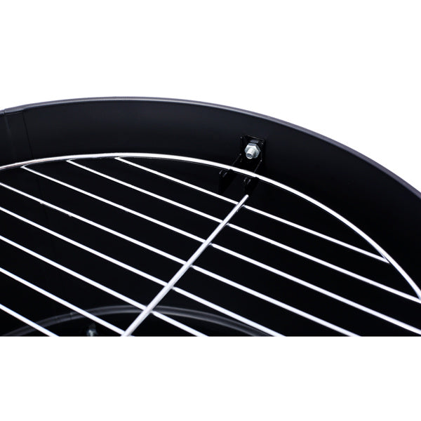 Close-up view of the cooking grate inside the 17 inch charcoal smoker grill by Shopi Vella