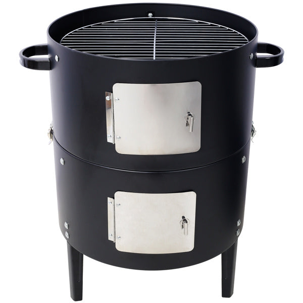 Shopi Vella 17 inch charcoal smoker grill with dual access doors and side handles for easy grilling