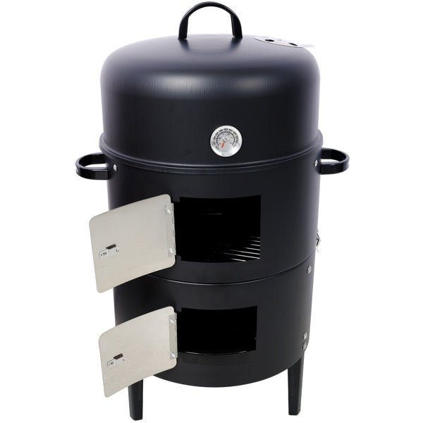 Shopi Vella 17 inch charcoal smoker grill with dual access doors and built-in thermometer
