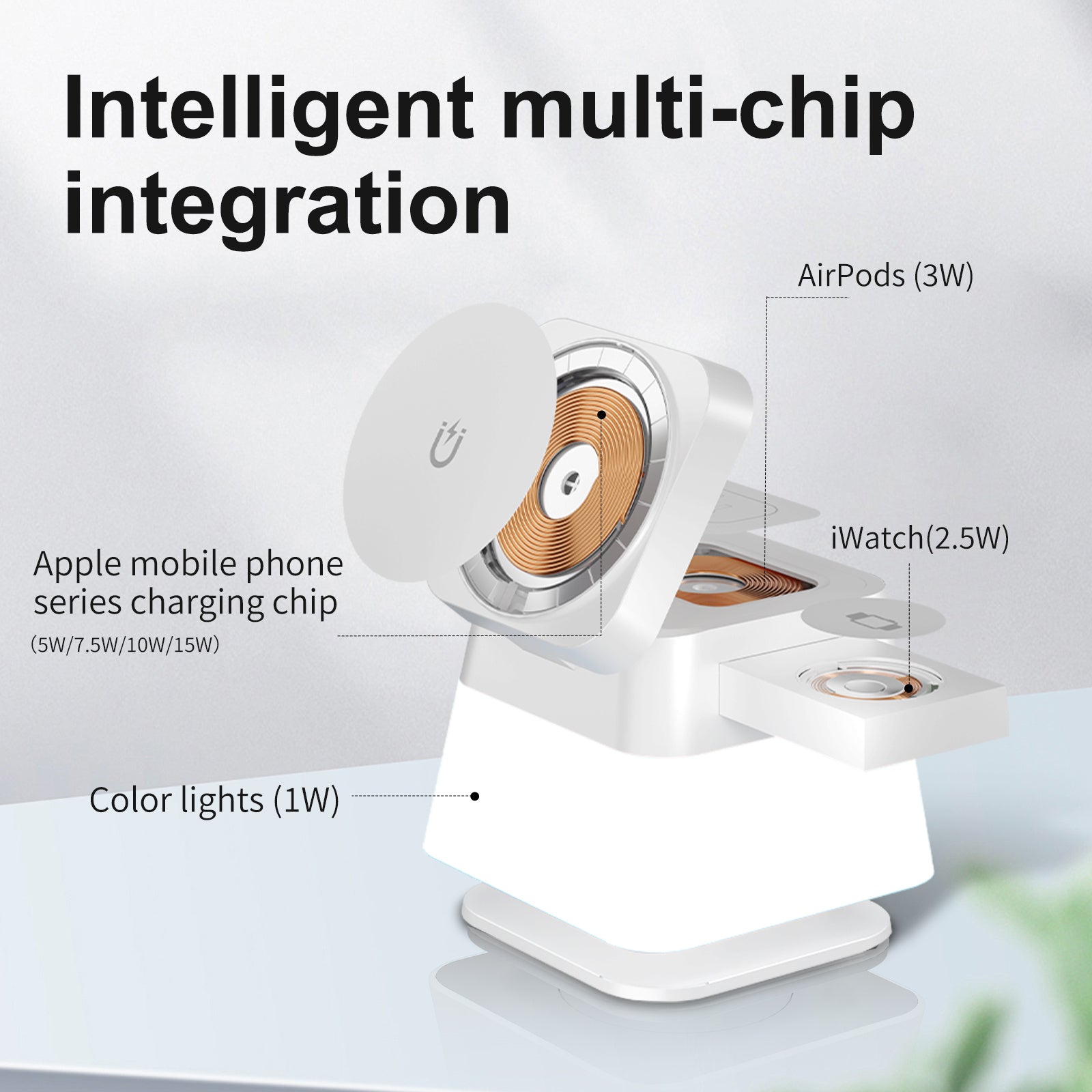 Shopi Vella 4 in 1 wireless charger stand with intelligent multi-chip integration for Apple devices