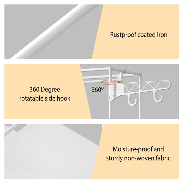 Shopi Vella 4-layer closet organizer shelf with rustproof iron, rotatable side hook, and moisture-proof fabric