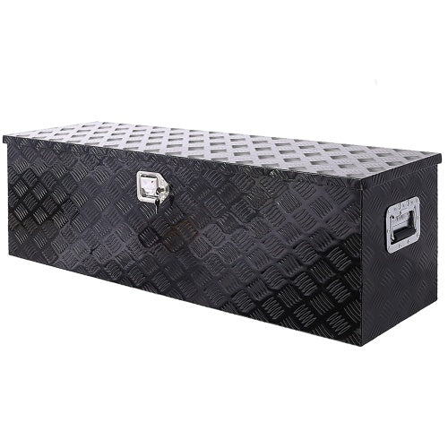 Shopi Vella 48 inch aluminum truck tool box with black diamond plate texture and metal handles